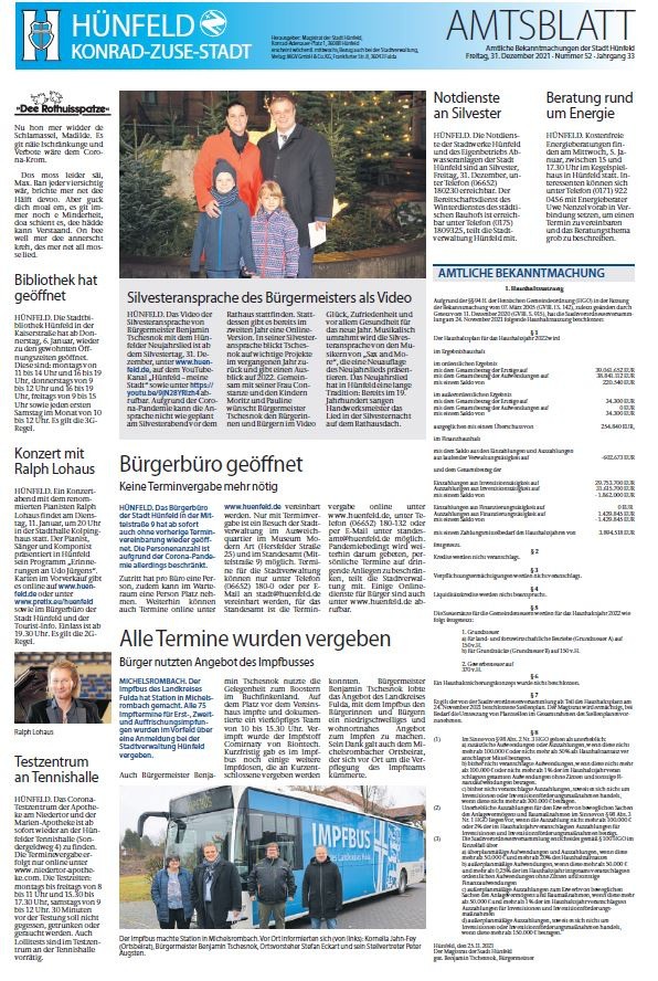 Amtsblatt vom 31. Dezember 2021